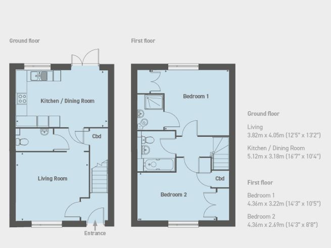 Floor plan, 2 bedroom house  - artist's impression subject to change